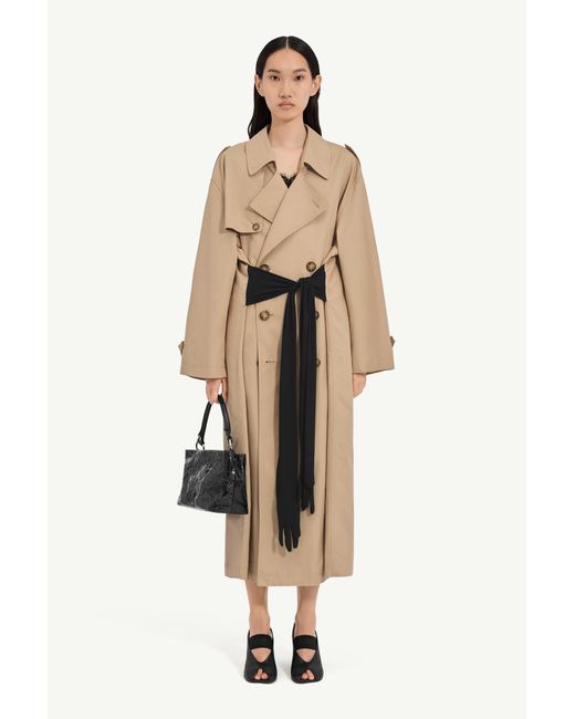 MM6 by Maison Margiela Natural Cotton Trench Coat With Gloves