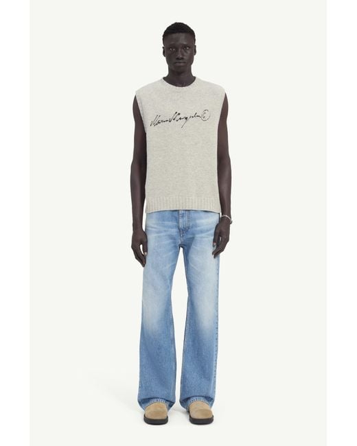 MM6 by Maison Margiela Gray V-Neck Gilet for men