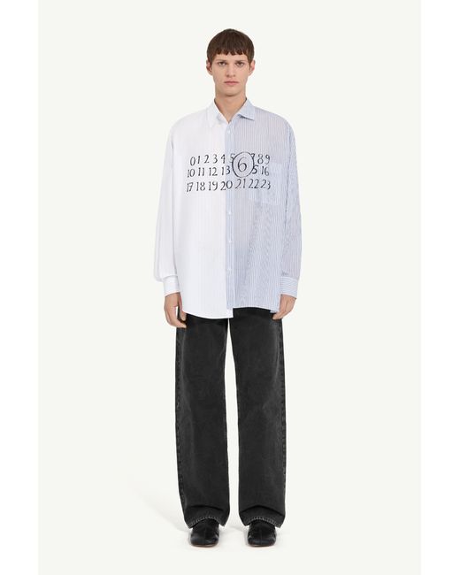 MM6 by Maison Margiela White Numeric Asymmetric Shirt for men