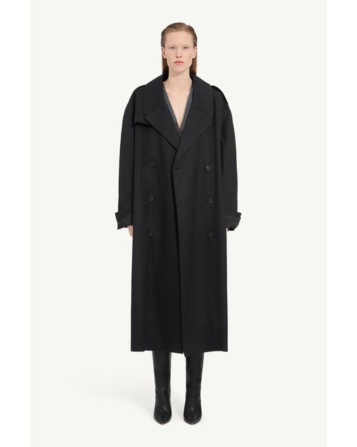 MM6 by Maison Margiela Black Trenchcoat Aus Baumwolle, Frau, Größe