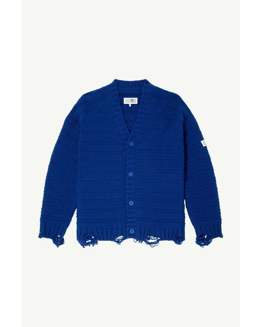 MM6 by Maison Margiela Blue Wool Cardigan for men