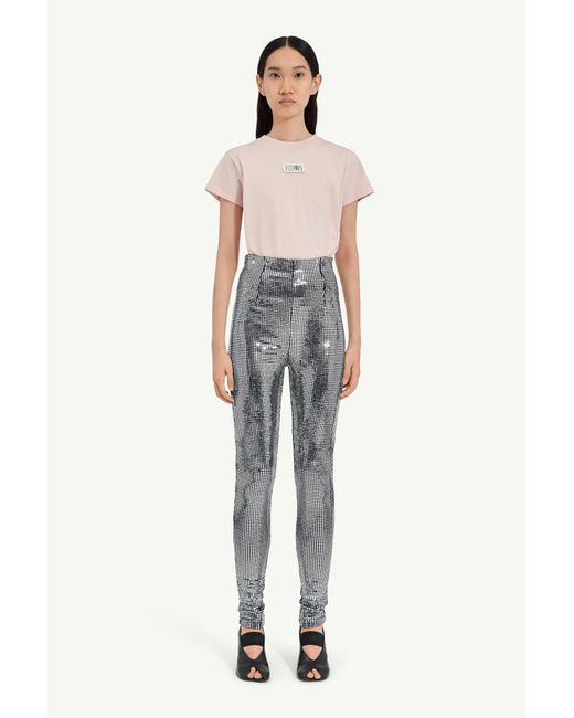 MM6 by Maison Margiela Gray Metallic Leggings
