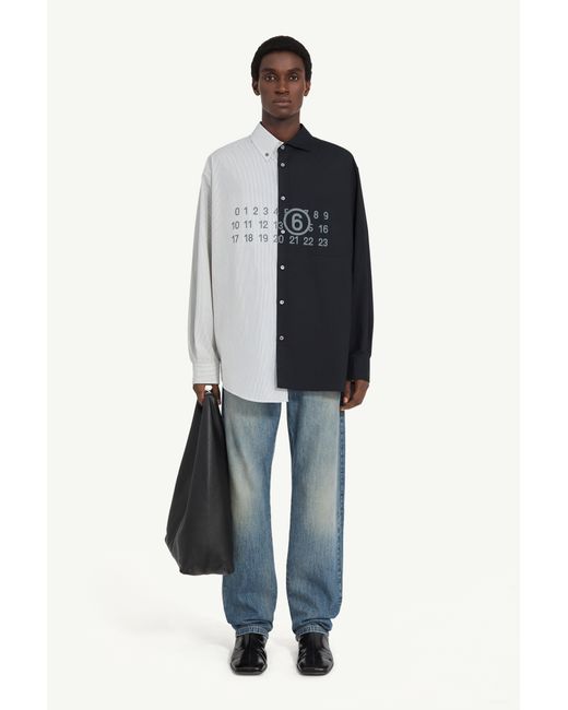 MM6 by Maison Margiela Blue Two-Tone Cotton Poplin Shirt for men