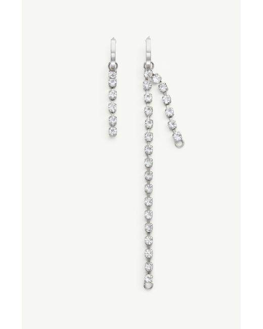 MM6 by Maison Margiela White Rhinestone Drop Earrings