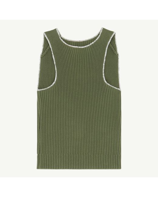 MM6 by Maison Margiela Green Ribbed Knit Sleeveless Top
