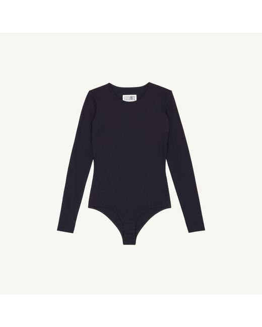 MM6 by Maison Margiela Blue Lycra Jersey Bodysuit