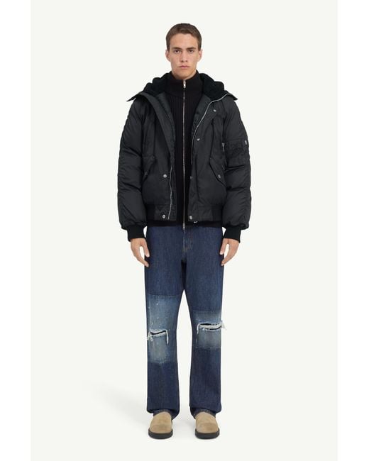 MM6 by Maison Margiela Blue Hooded Bomber Jacket for men