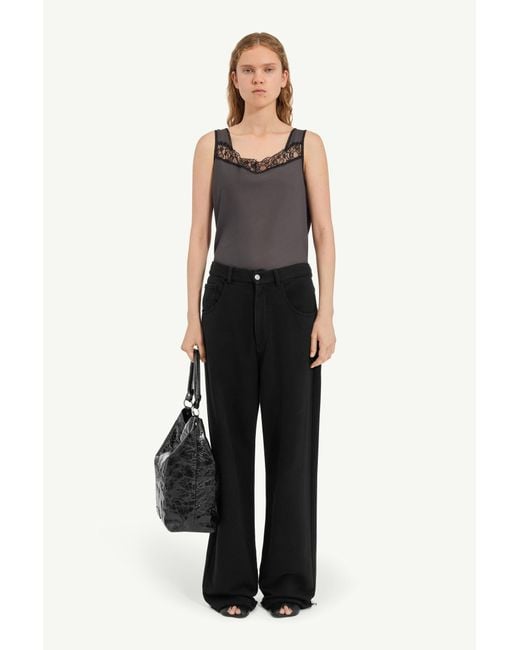 MM6 by Maison Margiela Black Wide-Leg Cotton Trousers