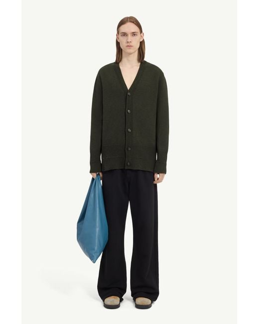 MM6 by Maison Margiela Green Wool V-Neck Cardigan for men