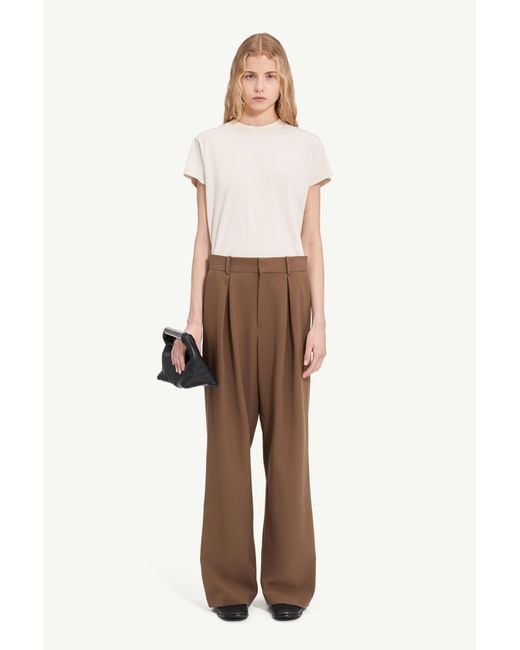 MM6 by Maison Margiela Brown Mannequin Label Wool Blend Pleated Trousers