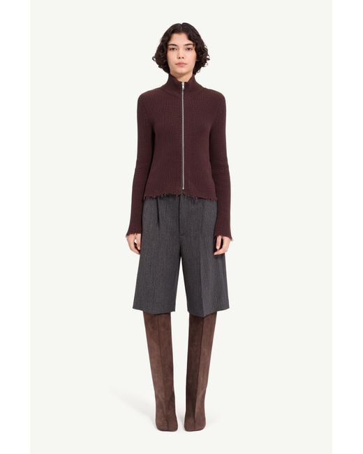 MM6 by Maison Margiela Red Ribbed Cotton Zip Cardigan