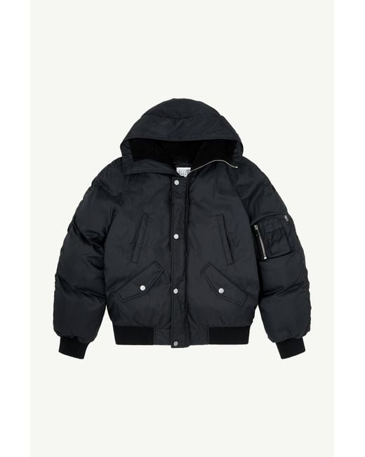 MM6 by Maison Margiela Blue Hooded Bomber Jacket for men