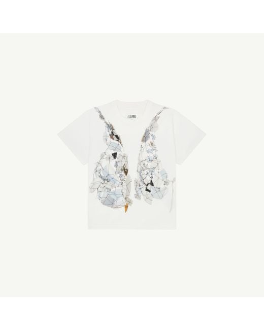 MM6 by Maison Margiela T-Shirt Mit „Zerbrochene Teller“ Print, Mann, Größe in White für Herren