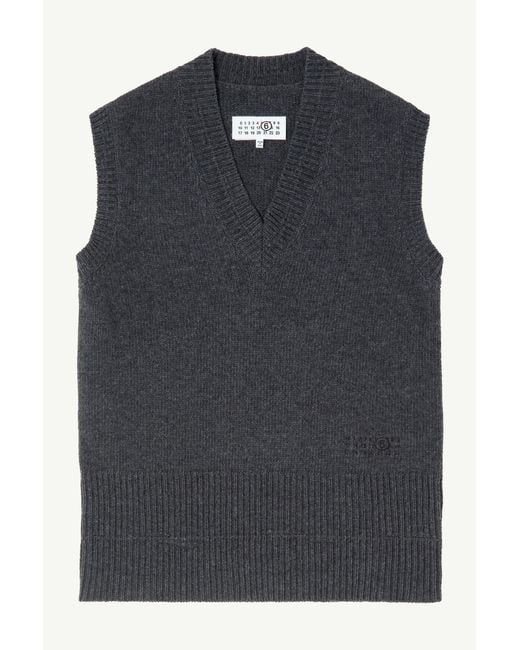MM6 by Maison Margiela Black Merino Wool Knitted Gilet