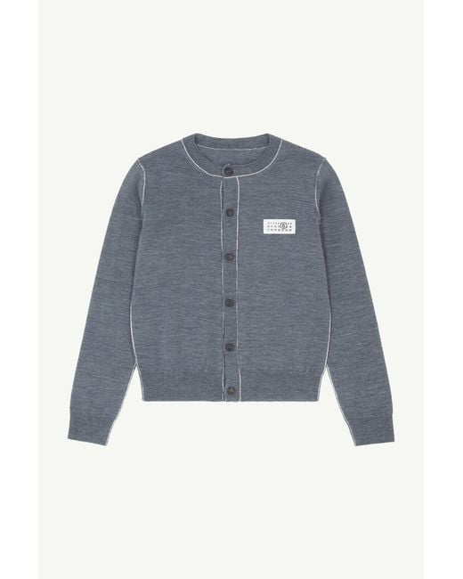 MM6 by Maison Margiela Blue Button-Front Wool Blend Knit Cardigan