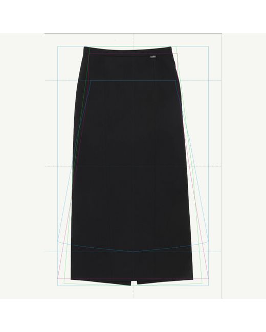 MM6 by Maison Margiela Black Long Wool Blend Skirt