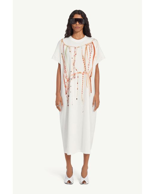 MM6 by Maison Margiela White Pearl Jersey Dress