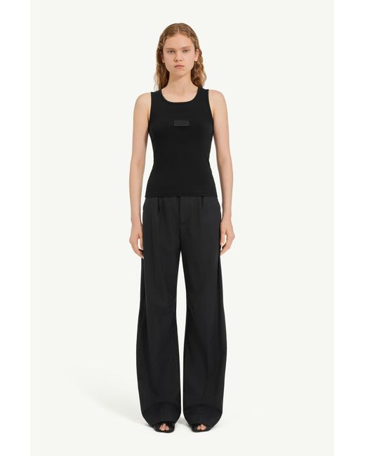 MM6 by Maison Margiela Black Ribbed Jersey Tank Top