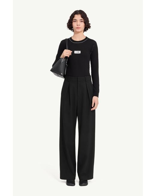 MM6 by Maison Margiela Black Mannequin Label Wool Blend Pleated Trousers
