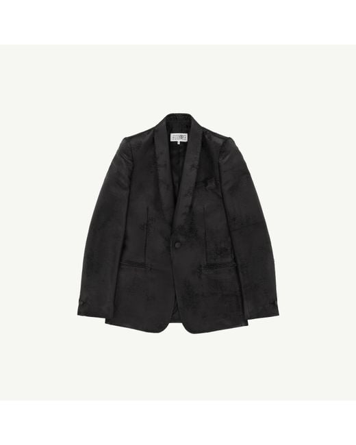 MM6 by Maison Margiela Black Distressed Jacquard Suit Jacket for men