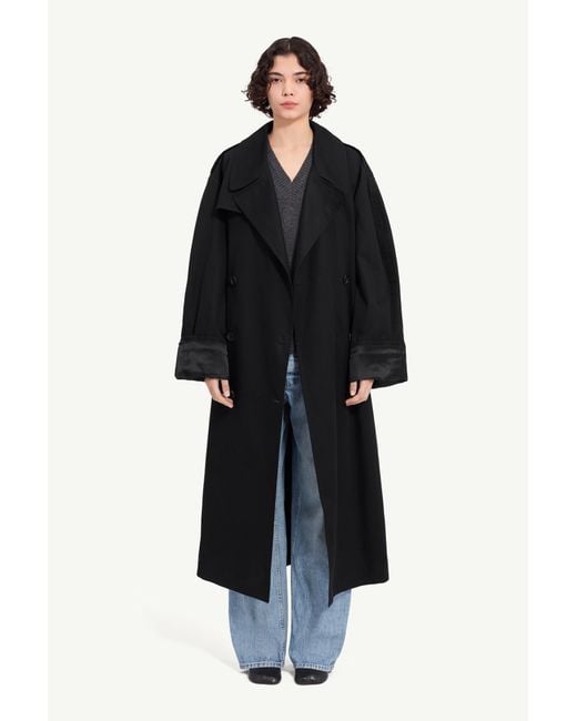 MM6 by Maison Margiela Black Cotton Twill Trench Coat