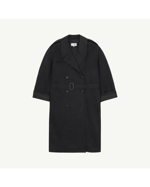 MM6 by Maison Margiela Black Trenchcoat Aus Baumwolle, Frau, Größe