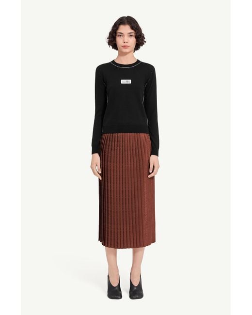 MM6 by Maison Margiela Black Contrast-Trimmed Wool Blend Knit Jumper