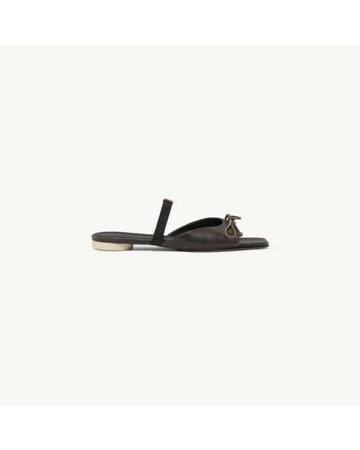 MM6 by Maison Margiela Brown Bow-Detailed Leather Slingback Shoes