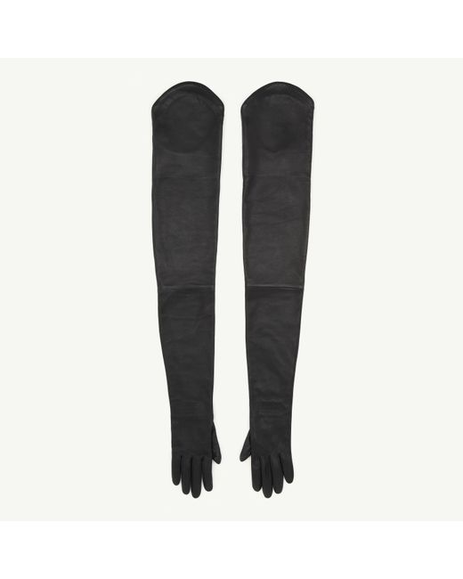 MM6 by Maison Margiela Black Long Leather Gloves