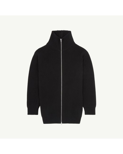 MM6 by Maison Margiela Black Ribbed Knit Cardigan Dress