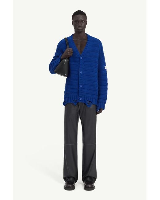 MM6 by Maison Margiela Blue Wool Cardigan for men