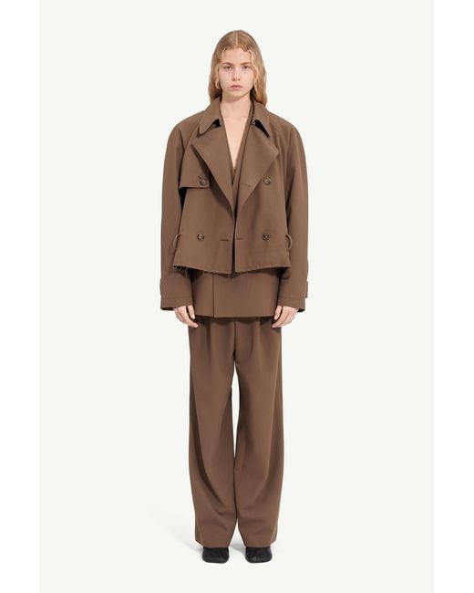 MM6 by Maison Margiela Brown Belted Wool Blend Jacket