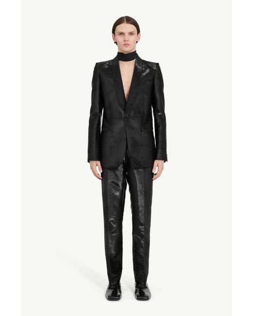 MM6 by Maison Margiela Black Distressed Jacquard Suit Jacket for men