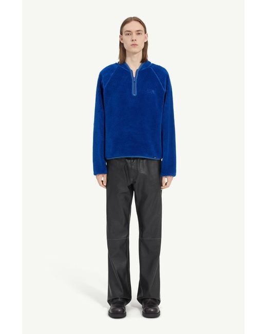 MM6 by Maison Margiela Blue Reversible Teddy Fleece Sweatshirt for men