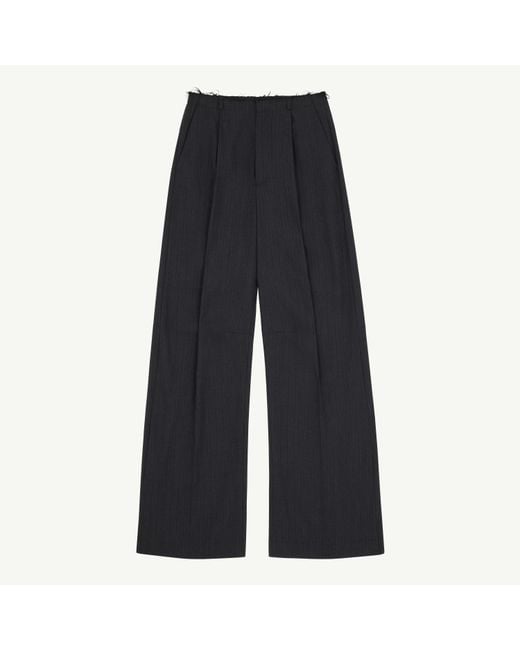 MM6 by Maison Margiela Blue Pinstripe Wool Wide-Leg Trousers
