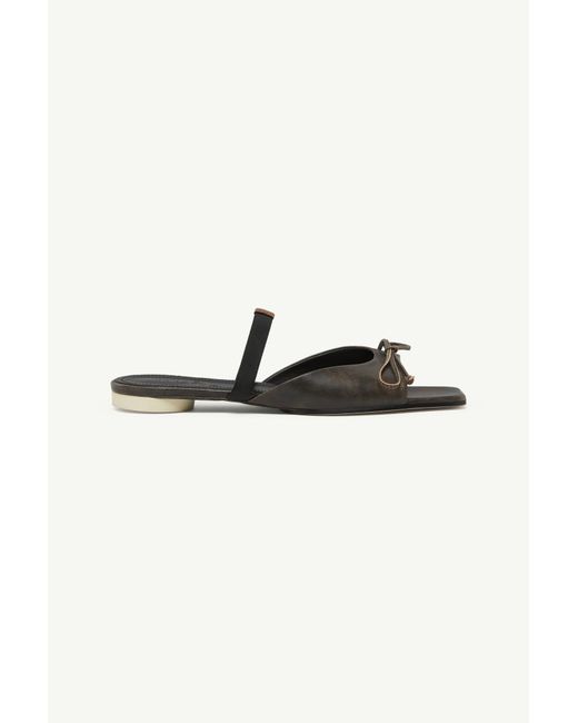 MM6 by Maison Margiela Brown Bow-Detailed Leather Slingback Shoes