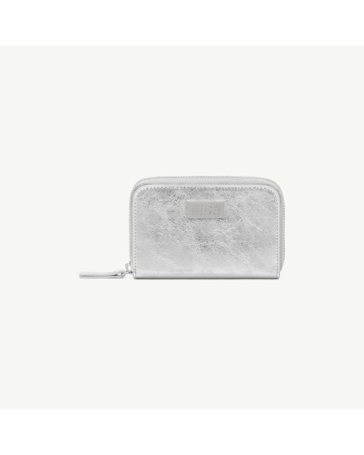 MM6 by Maison Margiela White Numeric Leather Zip Wallet