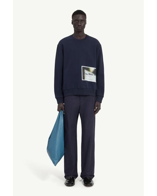 MM6 by Maison Margiela Blue Patch Cotton Sweatshirt for men