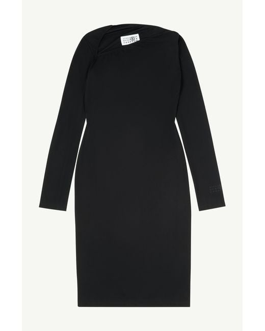 MM6 by Maison Margiela Black Jersey Midi Dress