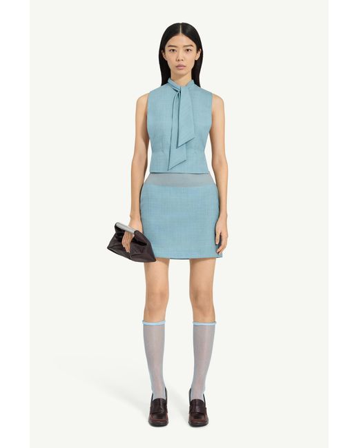 MM6 by Maison Margiela Blue Wool Sleeveless Top