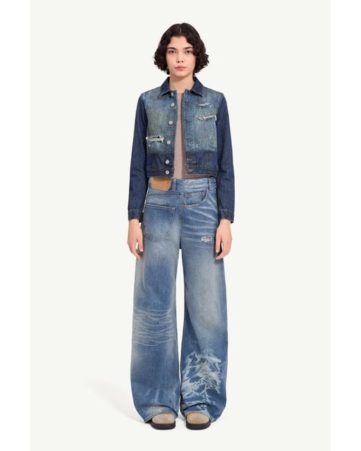 MM6 by Maison Margiela Blue Cropped Denim Jacket