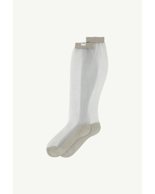 MM6 by Maison Margiela White Sheer Knee-High Socks