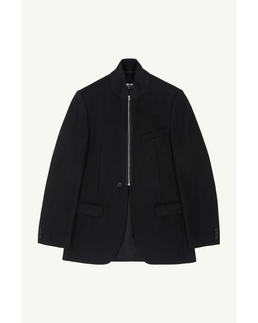 MM6 by Maison Margiela Black Flannel Zip-Front Suit Jacket