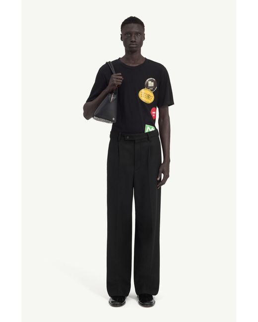 MM6 by Maison Margiela Black Soft Flannel Pleated Trousers for men