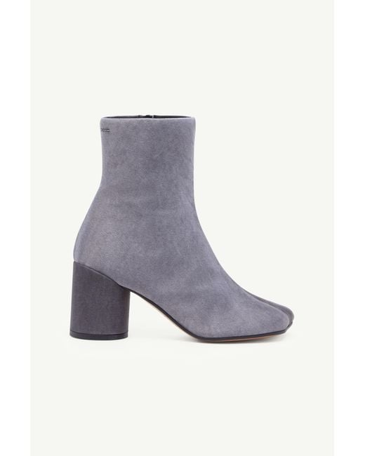 MM6 by Maison Margiela Gray Satin Anatomic Ankle Boots