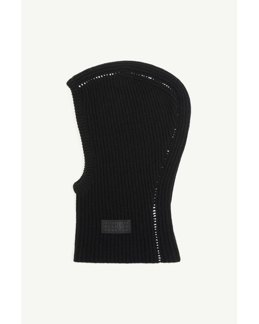 MM6 by Maison Margiela Black Ribbed Wool Balaclava