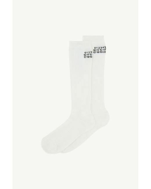 MM6 by Maison Margiela White Rib Knee-High Socks