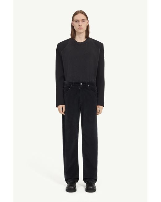 MM6 by Maison Margiela Blue Overdyed Moleskin Trousers for men