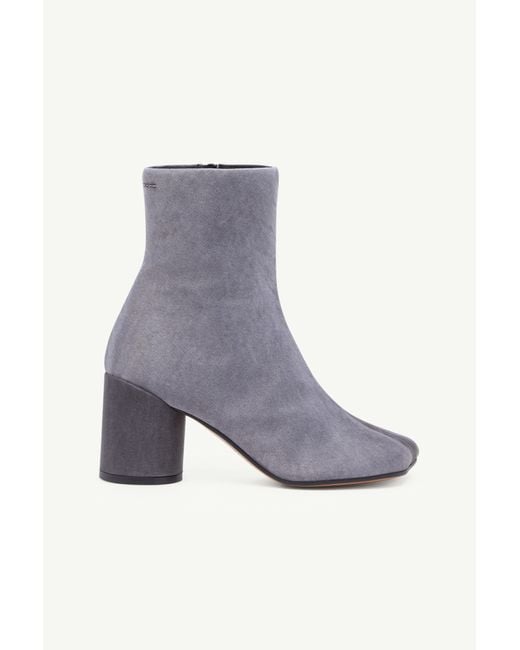 MM6 by Maison Margiela Gray Satin Anatomic Ankle Boots
