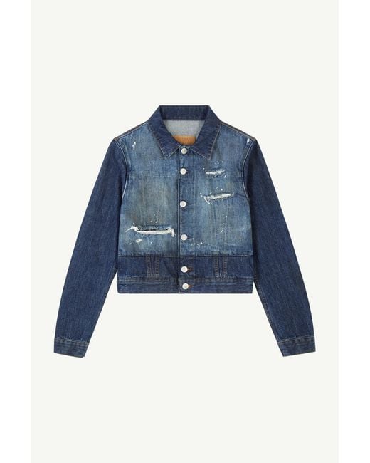 MM6 by Maison Margiela Blue Cropped Denim Jacket